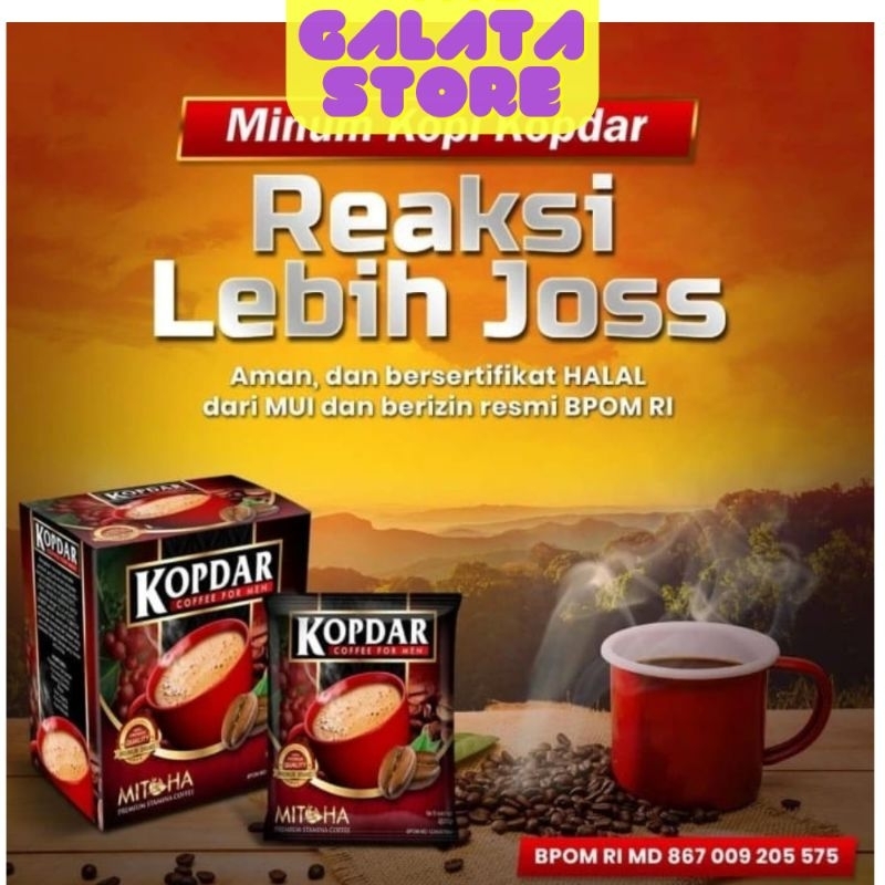 

KOPDAR Meningkatkan STAMINA dan Vitalitas (Minuman Serbuk Kopi dan Krimer) ekstrak PURWACENG DIENG, RED GINSENG, KRIMER NABATI dan KOPI ROBUSTA