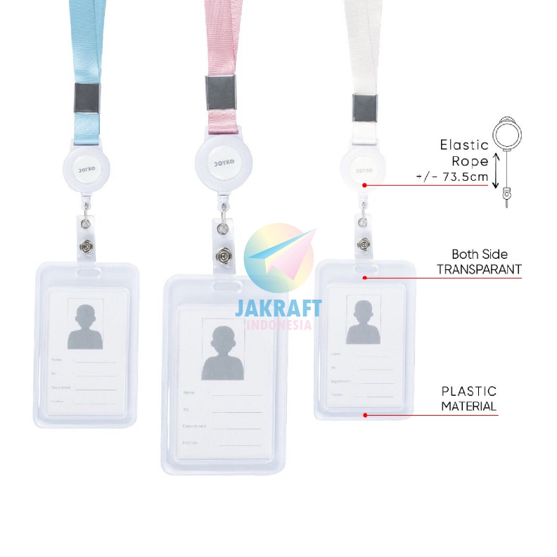 

DASYAT 1 Set Name Tag Yoyo Tali Bening Berdiri JOYKO NT78798 Tempat ID Card Clear Holder Vertical
