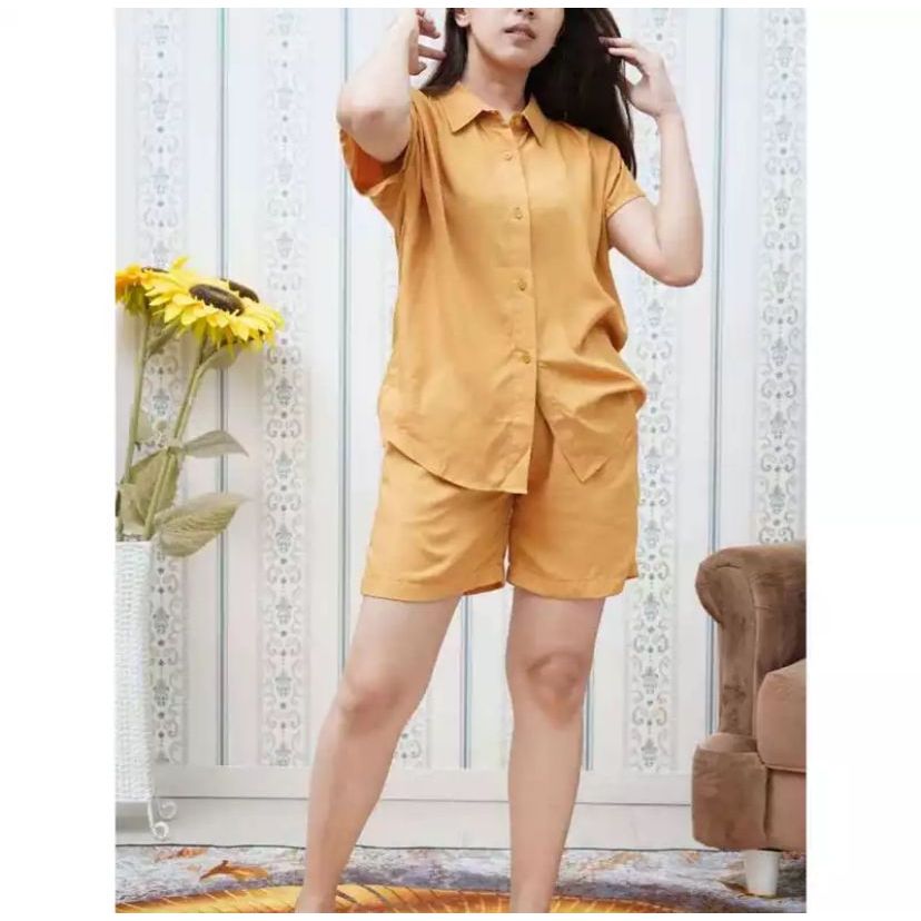 Valery Set Hotpants Rayon Twilil//Setelan Pendek Wanita Kekinian/Daily Outfit