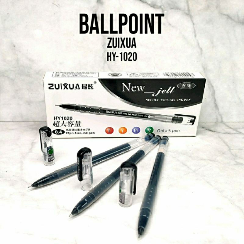 

1 Pack (12pcs) PULPEN GEL ZUIXUA / PEN GEL HITAM / BALLPOINT NEW JELL JARUM TIP 0.4mm