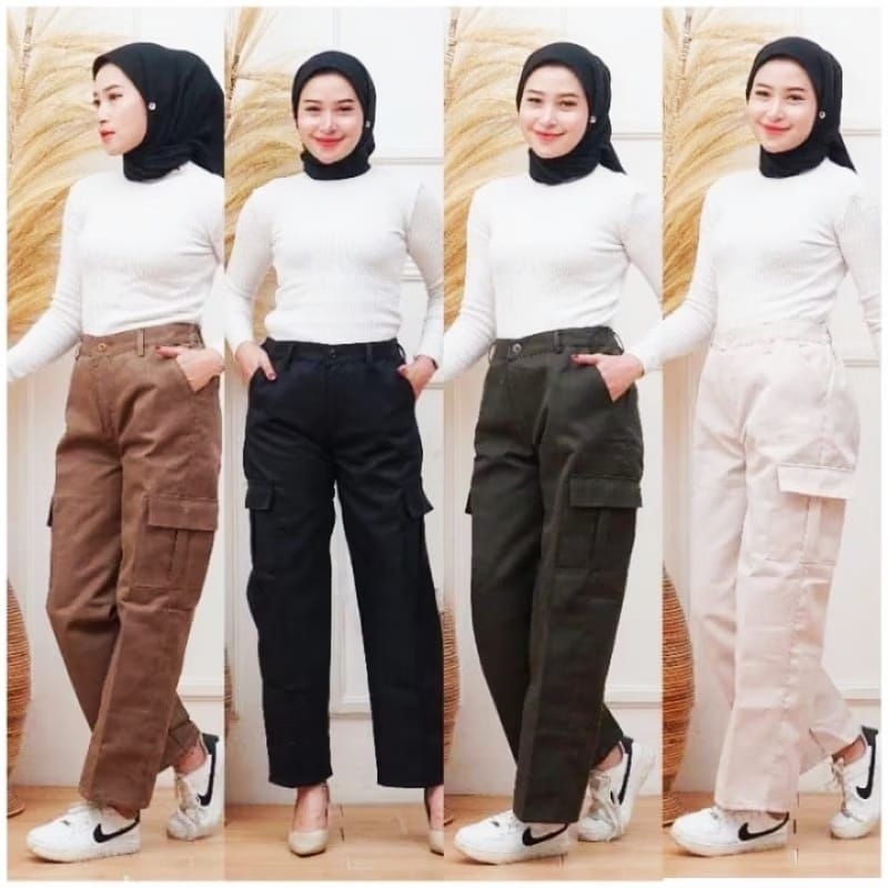 Celana Cargo Wanita Panjang Japan Drill