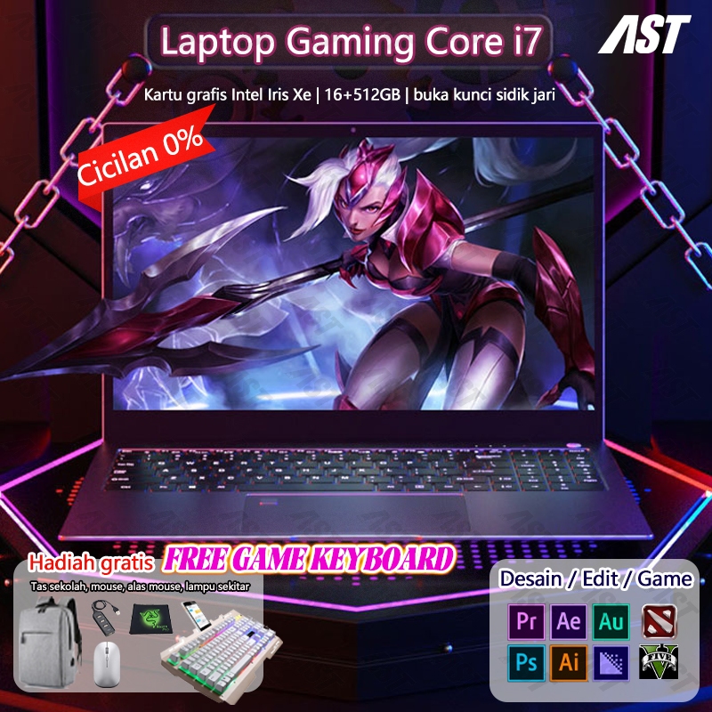 【Edit/Code/Design】Laptop Gaming Intel Core i7-1185G7 Baru15.6 inch Ram16g+512GB SSD WIN11+gar 1 thn