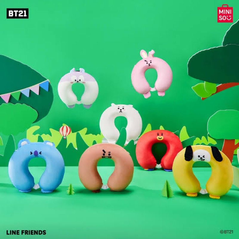 MINISO x BT21 Neck pillow / Bantal Leher Miniso BT21 lucu