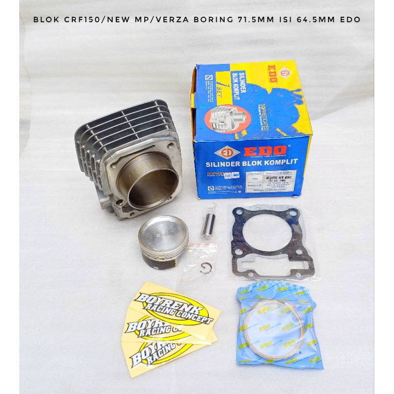 CYLINDER BLOK CRF 150 VERZA MEGAPRO NEW BORE UP PISTON 64.5MM EDO-BOYRENK SURABAYA
