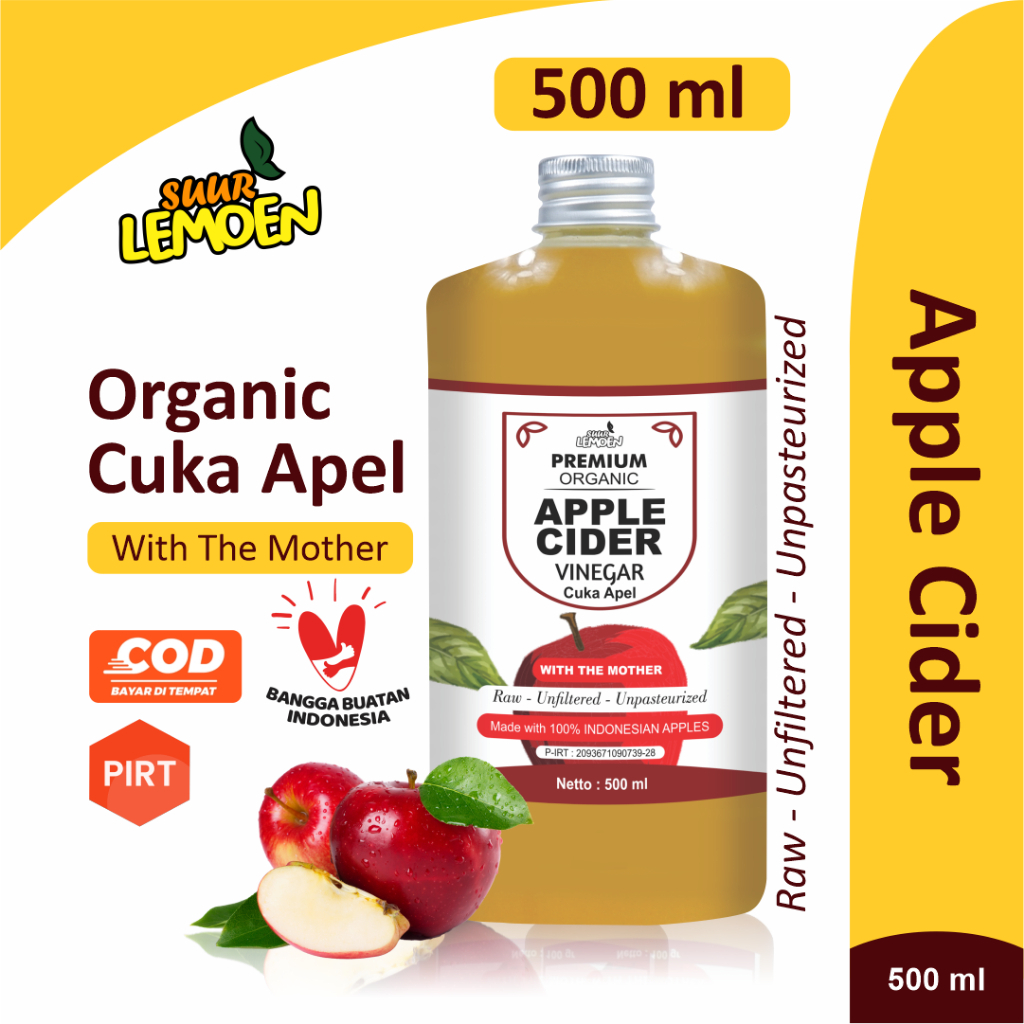 

FREE SENDOK KAYU Cuka apel with mother 500ml / Apple cider vinegar with mother 500ml - by Suur Lemoen