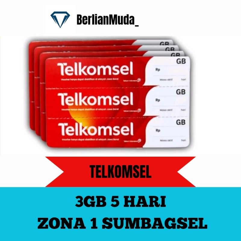 VOUCHER TELKOMSEL 3GB 5 HARI ZONA 1 SUMBAGSEL