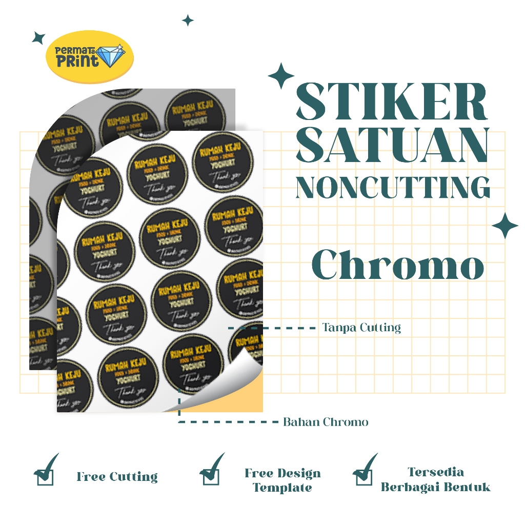

[BISA SATUAN] Stiker Chromo [TANPA CUTTING] Cetak Stiker Makanan Chromo / Stiker Label Kemasan A3+ / Stiker Logo Custom / Stiker Label Makanan Dan Minuman / Stiker Chromo Custom Murah