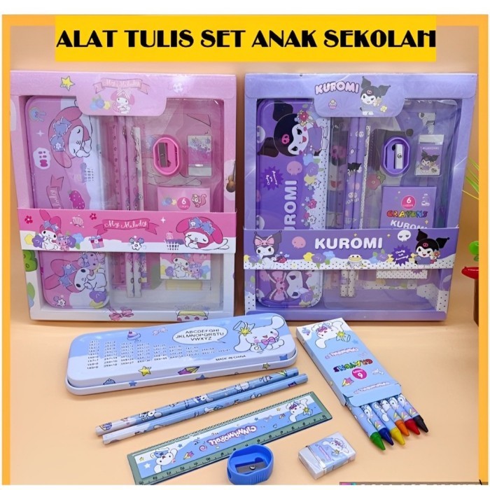 

Kotak Pensil Anak Set 7in1 crayon Stationery Untuk Hadiah Anak Sekolah Alat Tulis Set Kotak Pensil Karakter Kuromi Murah Lucu