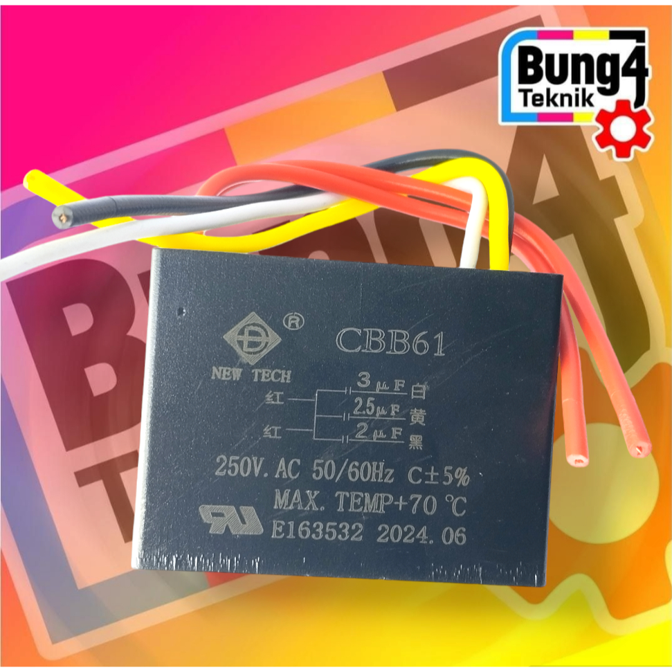 KOMPONEN KAPASITOR CBB61 5 KABEL khusus industri