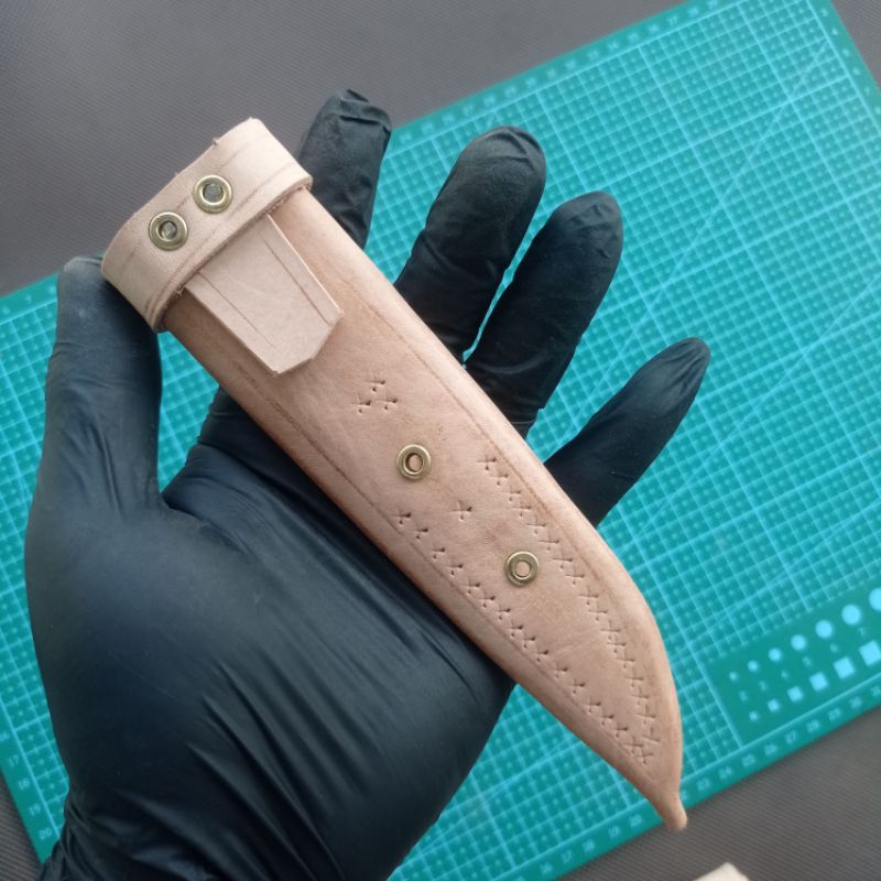 sarung kulit asli belati cap garpu lancip murah grosir natural