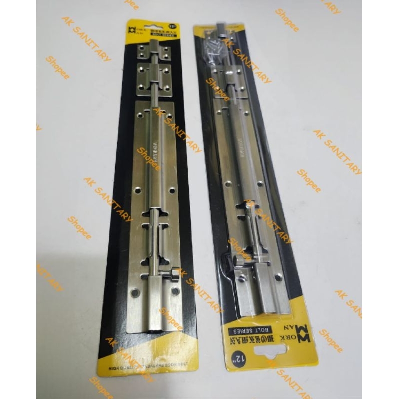 Grendel Stainless 12" inch Wokman / Slot Pintu 12" / Grendel Selot