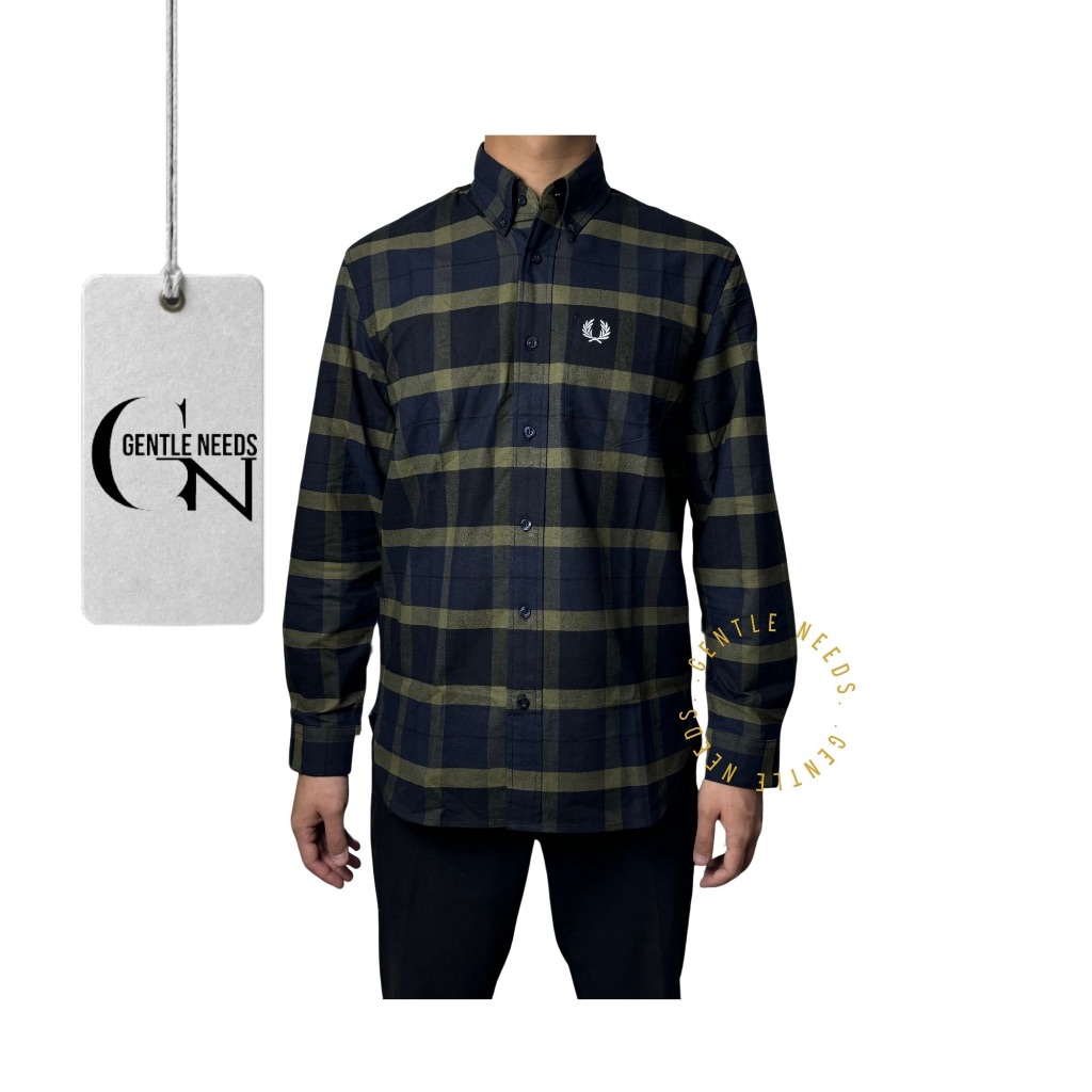 Fred Perry Kemeja Original / Fred Perry Tartan Long Sleeve Shirt Uniform Original