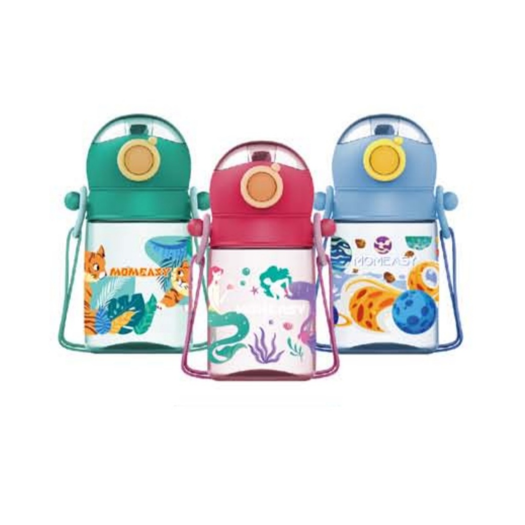 Botol Minum Anak Sedotan Tritan 360ml MomEasy / Botol Minum Anak Sekolah / Botol Minum Sedotan Tali 