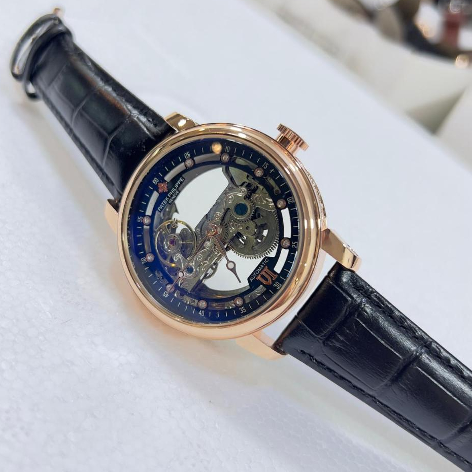 Jam Tangan Pria Automatic Transparan Tembus Pandang - Jam Tali Kulit Cowok