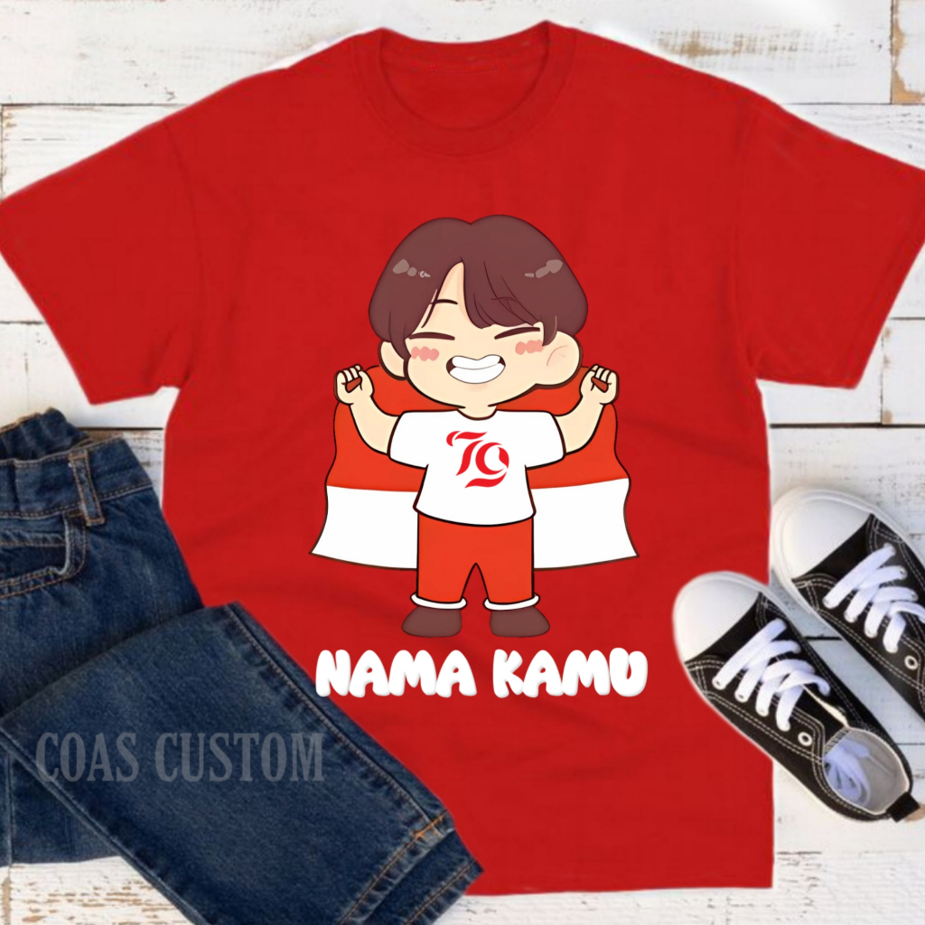 BAJU KAOS ANAK 17 AGUSTUSAN FREE CETAK NAMA