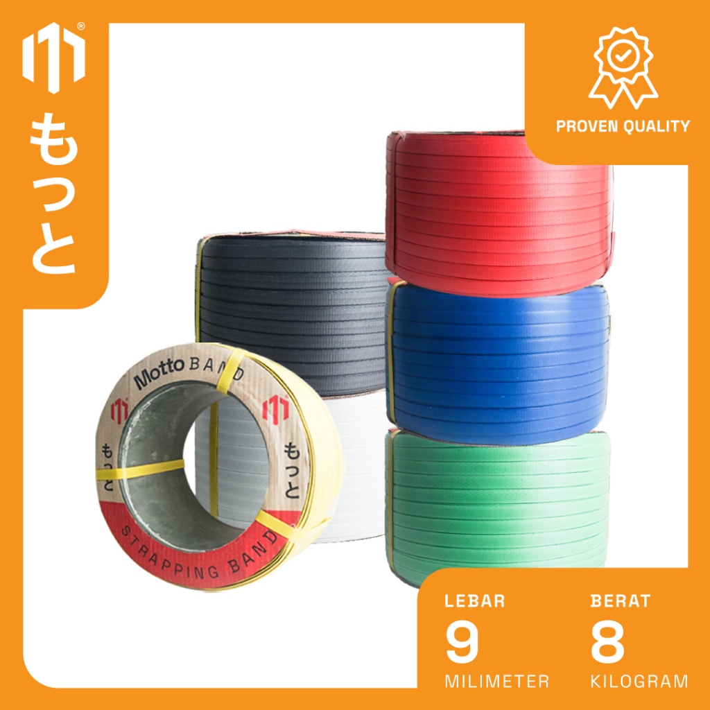 

Tali Strapping Band 9MM / 8KG - Full Auto - 1 Roll - Tali Plastik Packing/Klem Motto