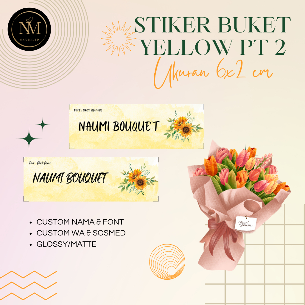 

[ YELLOW SERIES, Part 2 ] STIKER BUKET/STICKER BOUQUET/STIKER LABEL BUKET MURAH Ukuran 6x2 CM