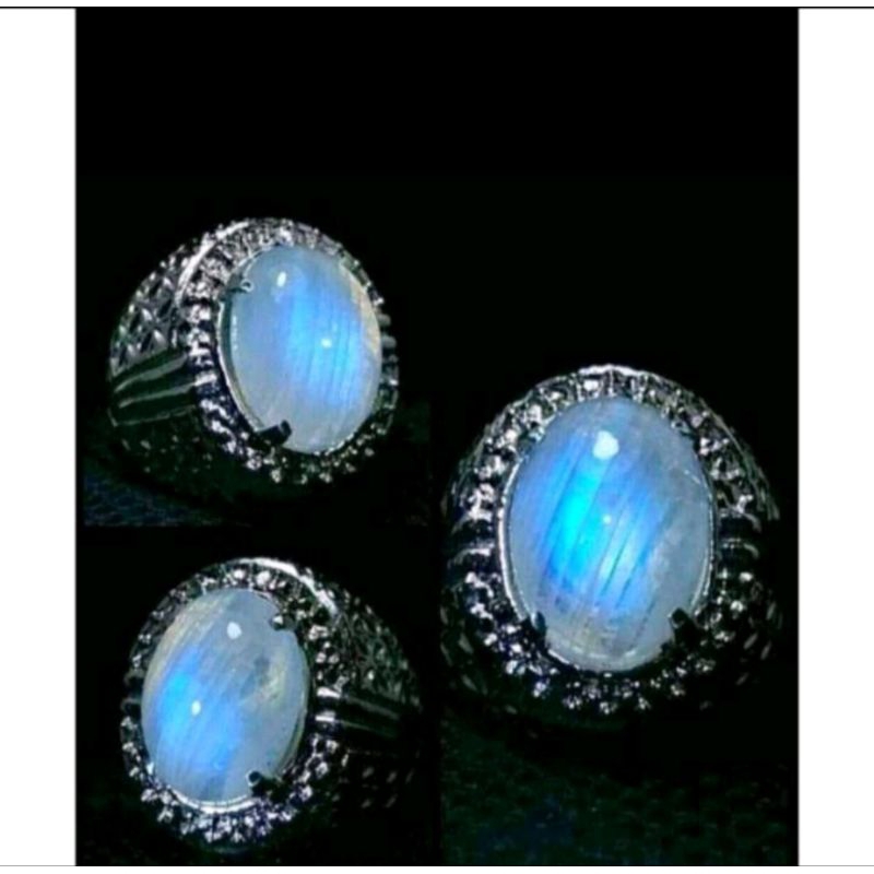 Batu akik duri bulan top air laut ring alpaka