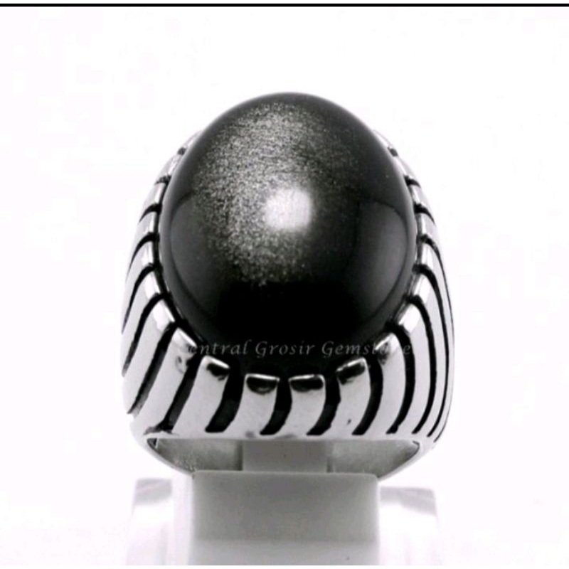 Batu akik bulmon ring titanium super