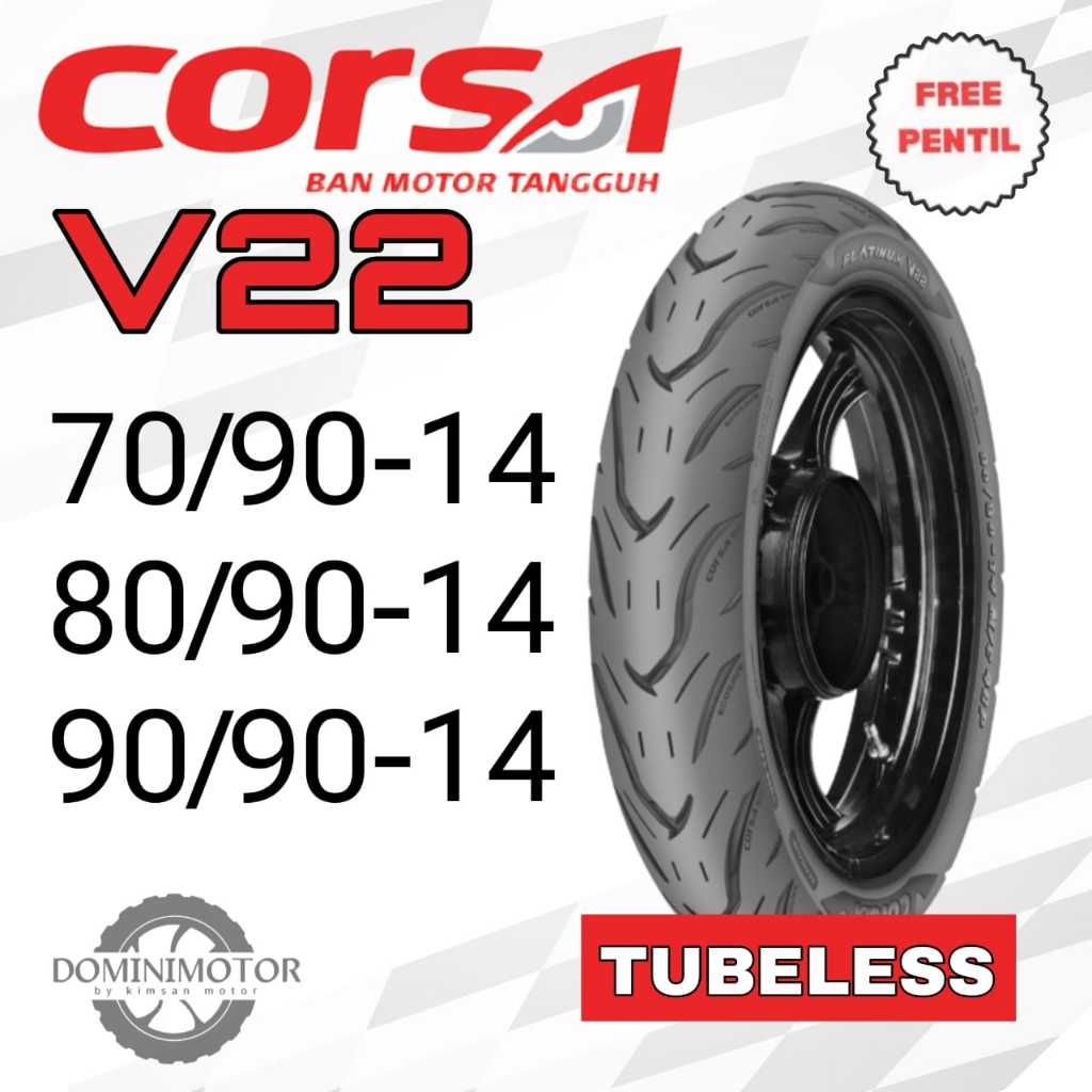 Ban Motor CORSA V22 80/90-14 90/90-14 Ring 14 Tubeless Ban Motor Ring 14 Tubles Ban Ring 14 Ban Moto