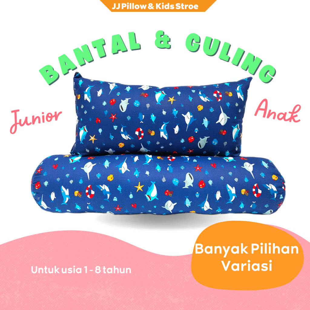 1 Set Bantal Guling Anak Karakter Motif Cewek Dan Cowok Untuk Usia Balita 2 , 3 , 5