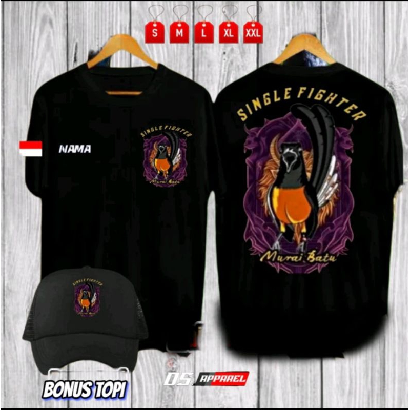 KAOS SINGLE FIGHTER MURAI BATU CORAK UNGU (BONUS TOPI)