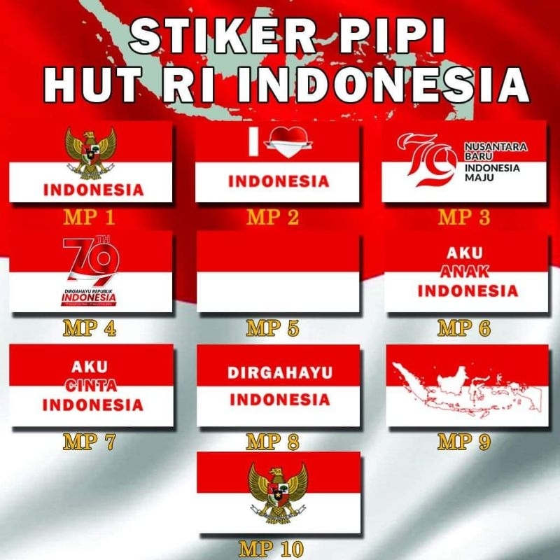 

STIKER PIPI KEMERDEKAAN / HUT RI SIAP TEMPEL ANTI LUNTUR