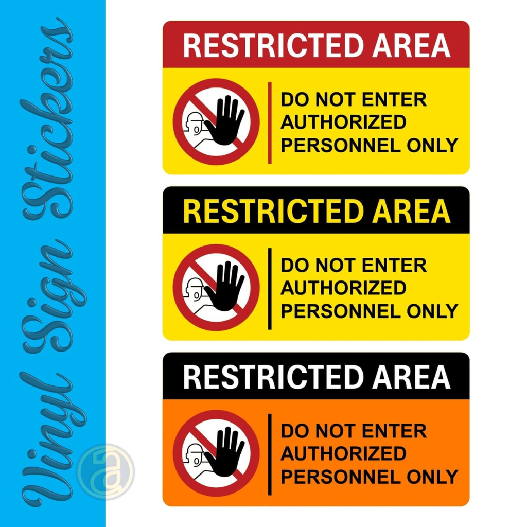 

Sticker Restricted Area Do Not Enter Authorized Personnel Only - Sticker Prohibition Sign, 15x30 cm