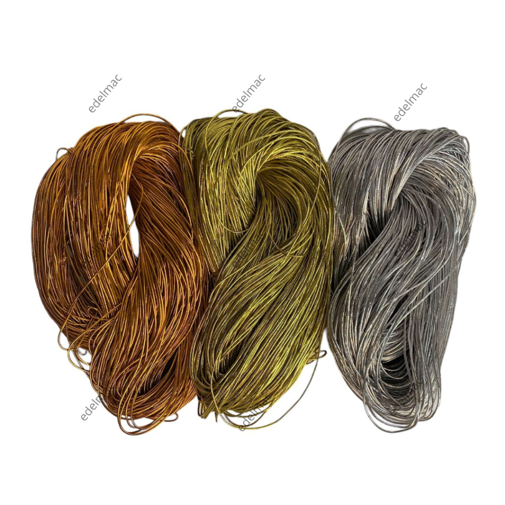 

100m Karet Emas Silver Tag Baju Elastis Gold Silver Elastic Thread Tag Souvenir Rope Rubber Band 1mm