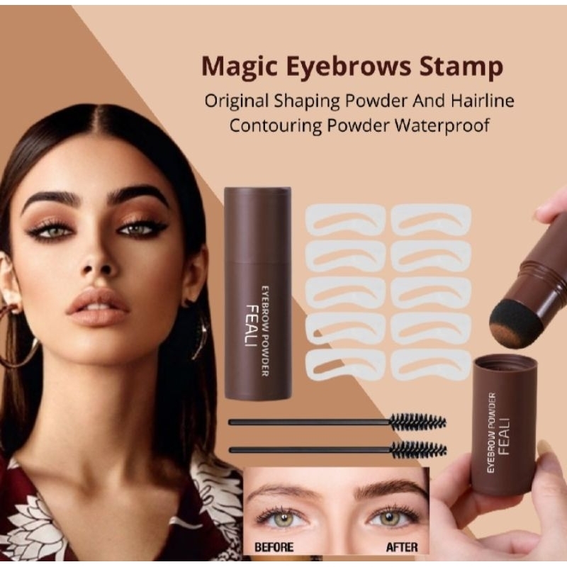 Feali Eyebrow Powder Cetakan Alis Instan Eyebrow Stamp Alis Stempel Alis Bedak Alis Waterproof