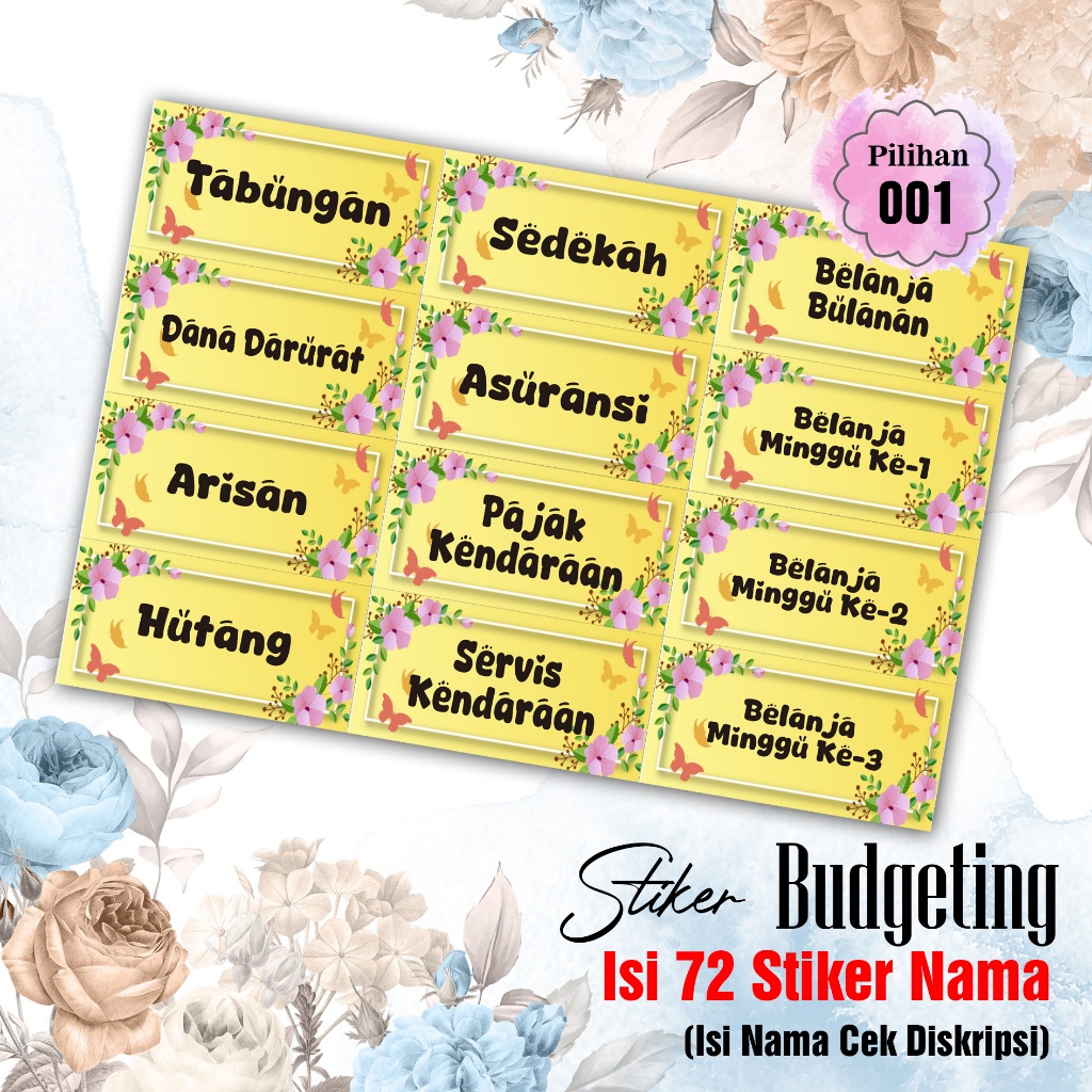 

72 Pcs Stiker Budgeting / Stiker Budgeting Dompet Keuangan / Dompet Disiplin / Label Budgeting