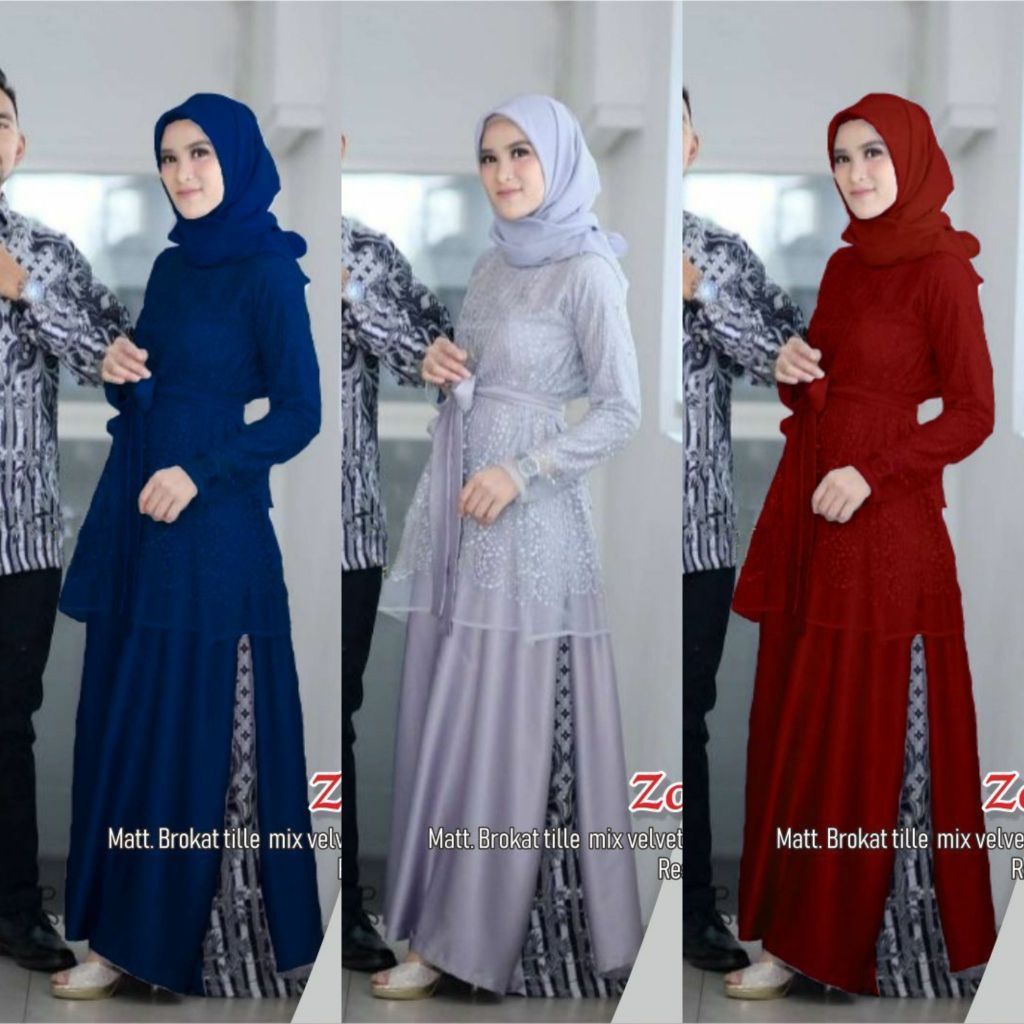 Zahra Dress Brokat Material Brokat Maxy Gamis Wisuda Kondangan Kekinian Ready Jumbo XXL