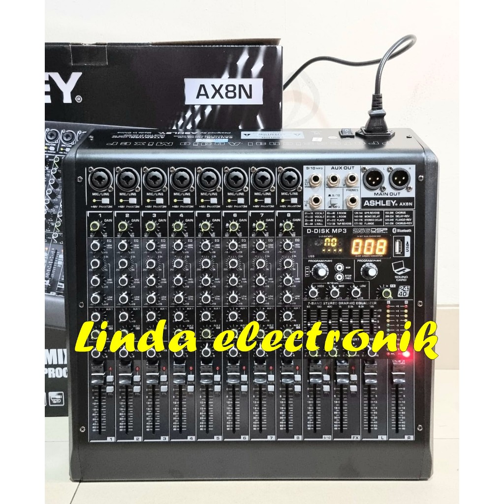 Terbaru Mixer ashley ax8n 10 channel ORIGINAL BLUTOOTH USB RECORDING 256DSP 32BIT ASHLEY AX8N