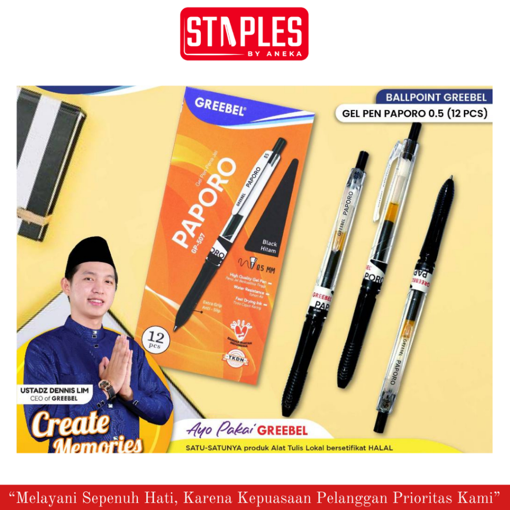 

Greebel Gel Pen GP-507 Paporo 0.5 / Pulpen Gel / Pulpen Greebel / Pena Gel / Ballpoint Gel