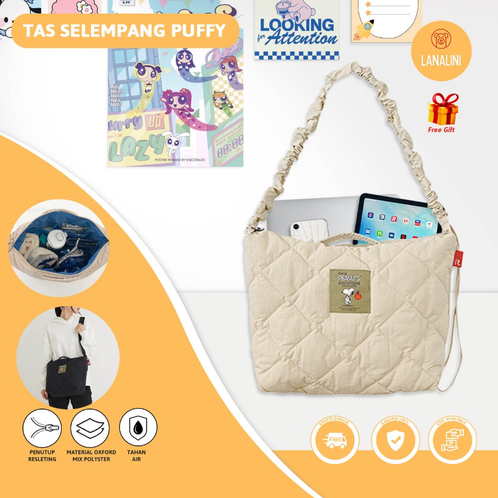 Tas Selempang Slingbag Pouff Puff Micro Shoulder Bag Totebag Puffy Fashion Wanita Cewek Korean Style