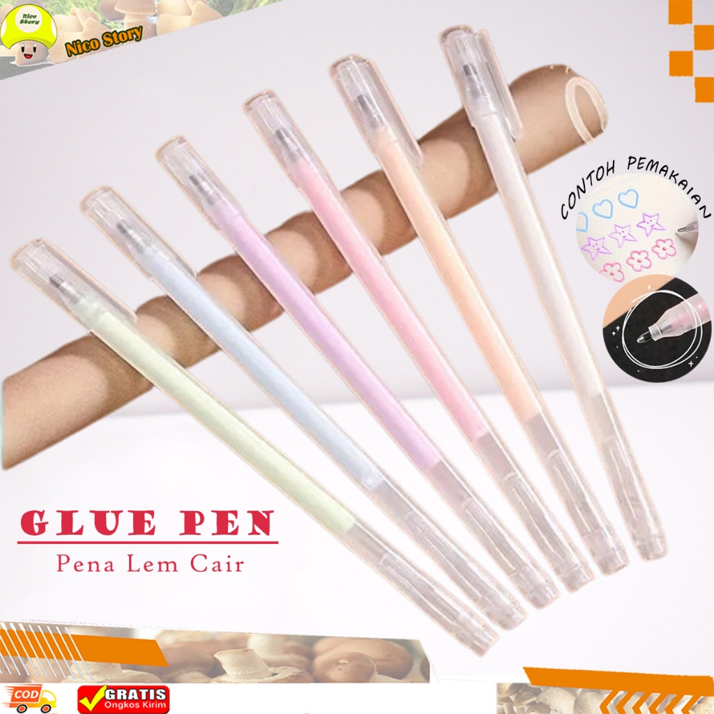 

(NCS) Pena Lem Cair Warna Colour Liquid Glue Pen Pulpen Bolpoin Bulpen Bulpoin Lem kertas Perekat Cepat kering Scrapbook Diy
