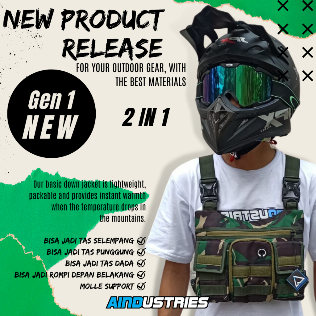 Tas Rompi Pelindung Dada Gen 1 Loreng tas Army Accoris Perlengkapan Kegiatan Bermotor  Dan Berburu H