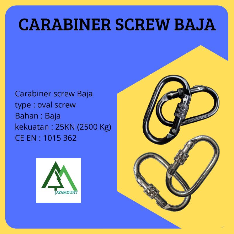 Carabiner Baja Screw  | Carabiner Baja Screw Panjat tebing  | Carabiner baja screw Rope Access