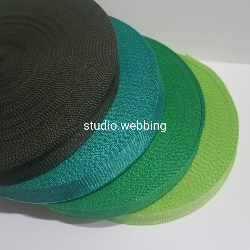 studio webbing - webbing nylon 2.5cm (bisban nylon) webbing tas, warna hijau