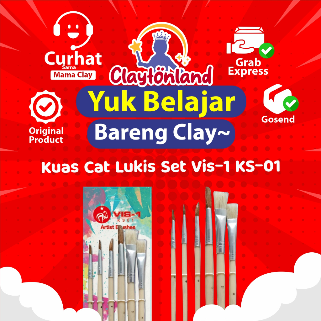 

Kuas Cat Lukis Set Vis-1 KS-01 / Brush Lukis Vis 1 / Kuas Gambar Set Isi 6 / Painting / Paint