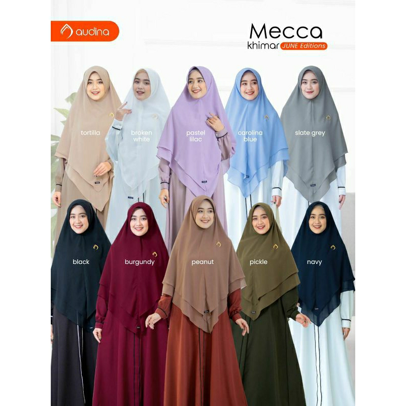 Hijab Audina Mecca Khimar ORI Audina Hijab/Hijab Audina Jilbab Ceruti Polos Ped Antem