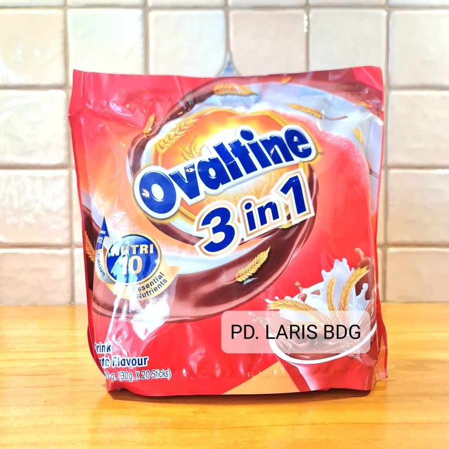 

OVALTINE 3 IN 1 SACHET MALAYSIA 600GR ISI 20 STICKS (MALT DRINK CHOCOLATE FLAVOUR)/SUSU BUBUK COKLAT