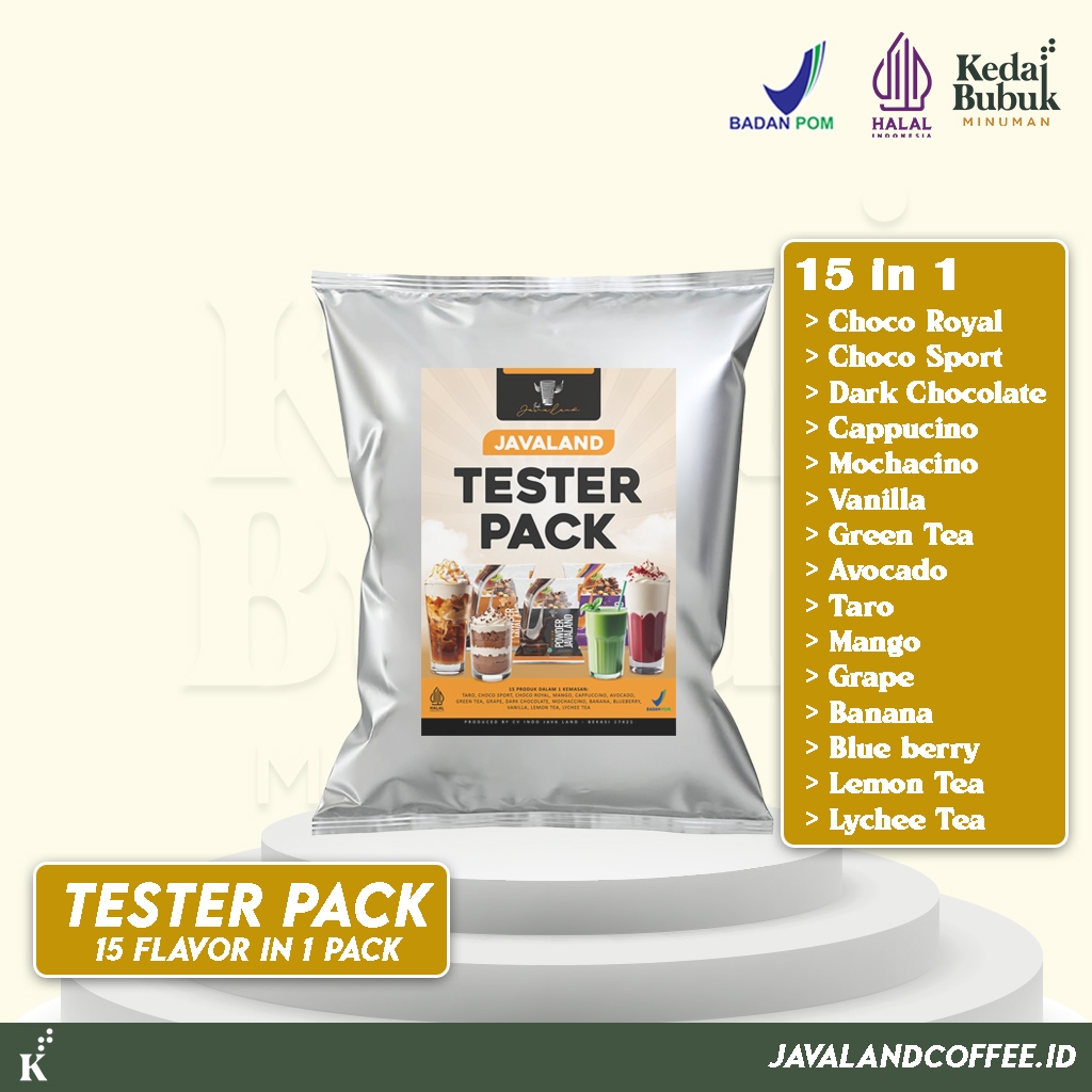 

Javaland Bubuk Minuman Tester Pack 15 in 1 | Powder Drink Tester, Paket Tester Usaha minuman