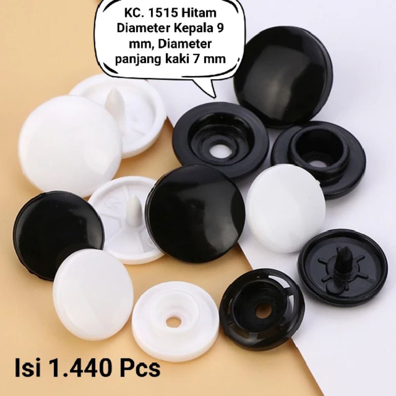 

Snap Button Kancing Cetet Plastik KC 1515 - 1 pak ( isi 1440 pcs)