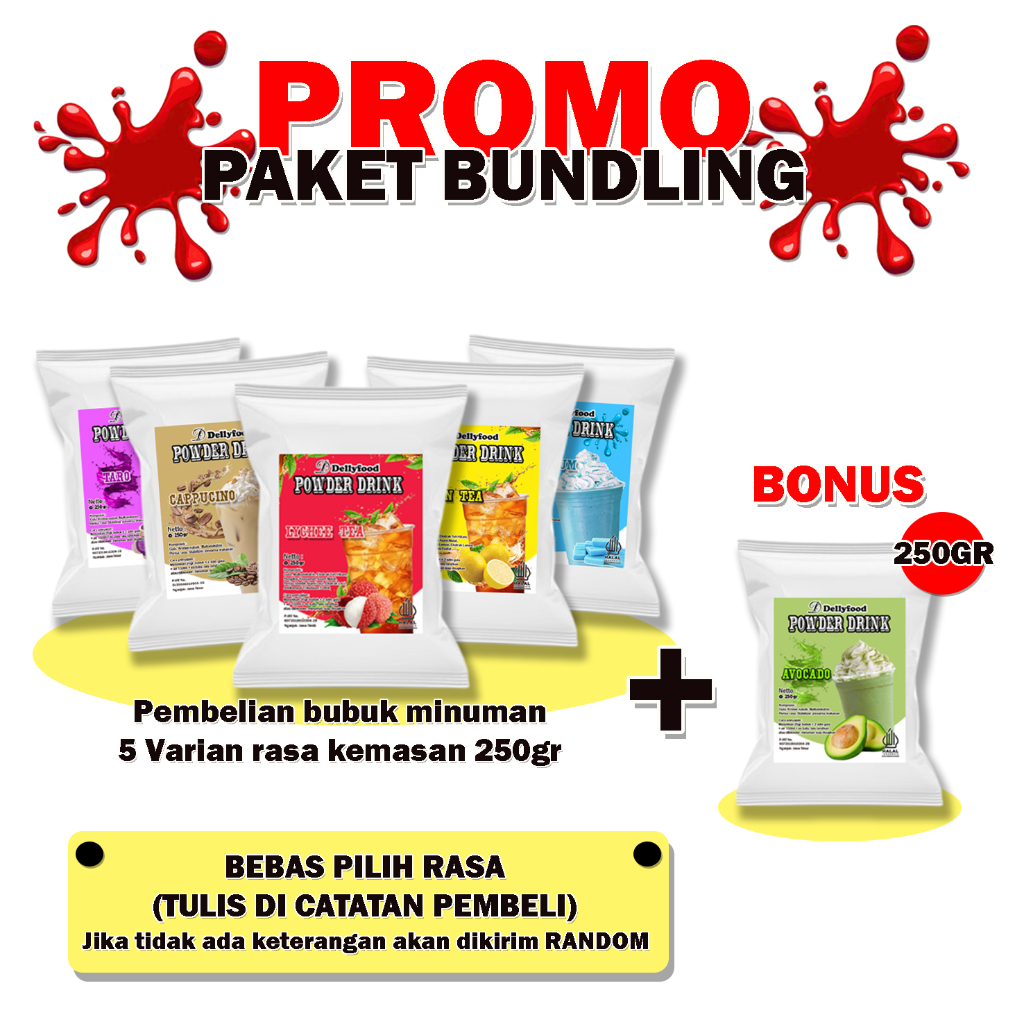 

PROMO Paket Bundling 5 Rasa Free 1 Rasa Kemasan 250GR Semua