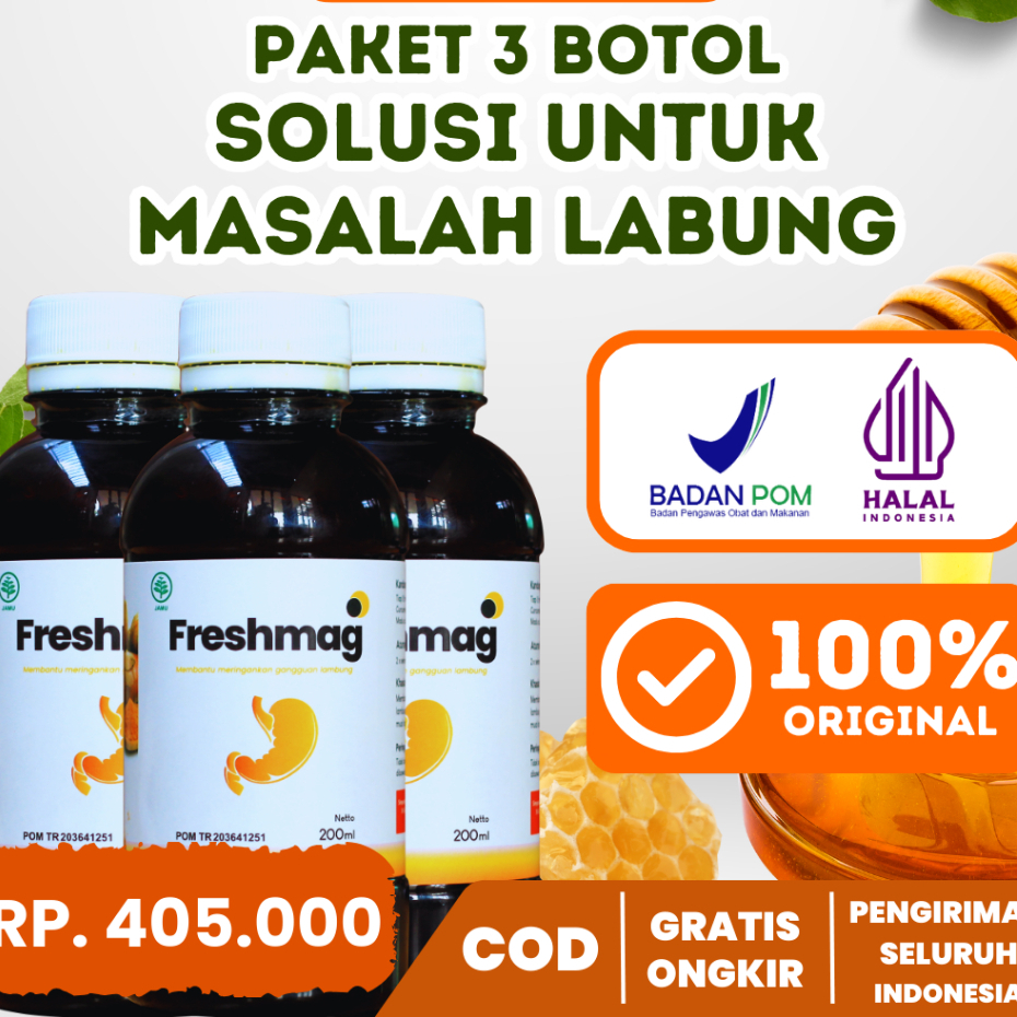 

Paket 3 Botol Freshmag Mau Herbal 100% Original | Menjaga Kesehatan Lambung serta Meredakan Maag