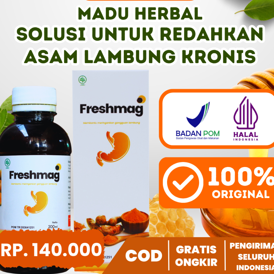 

Freshmag Madu Herbal 100% Original | Mampu Meredahkan Asam Lambung - Maag - dan Melancarkan Pencernaan