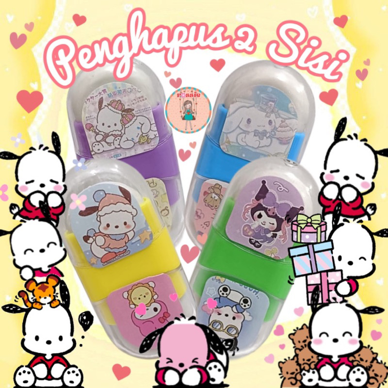 

Penghapus 2 sisi Sanrio/Penghapus Bentuk Lipstick/Penghapus Pensil Mekanik/Penghapus Pensil Mekanik Karakter Sanrio/Eraser/Penghapus CinnamonRoll Kuromi Melody Pochaco