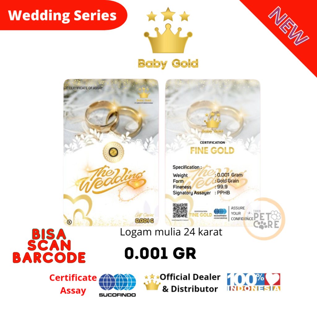 BABY GOLD WEDDING 0.001GRAM LOGAM MULIA EMAS MINI 24K