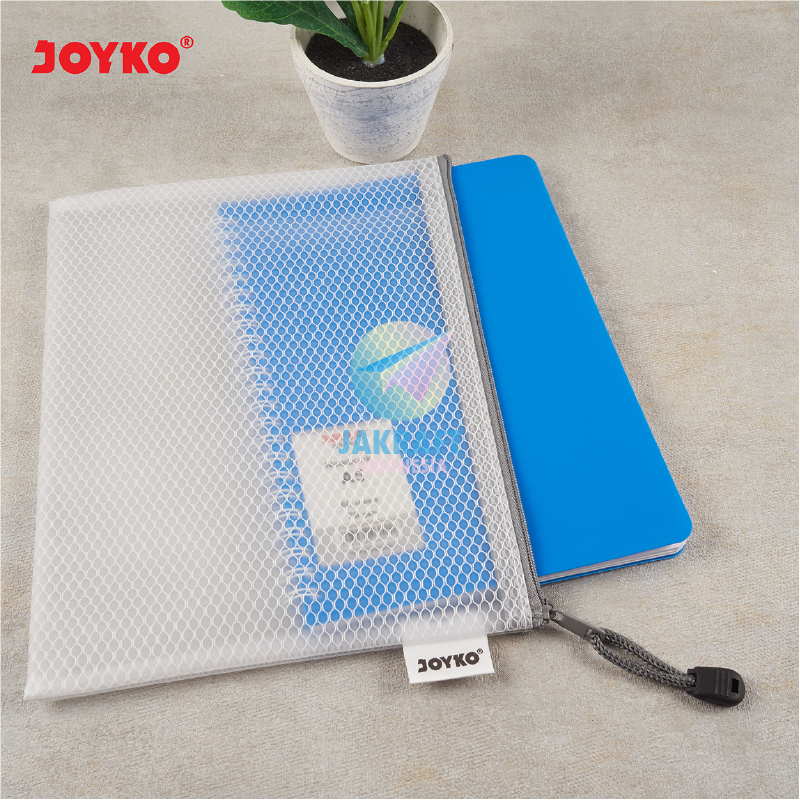 

(1 Pcs) Document Bag Jaring Zipper JOYKO DCB-46 A5 Putih Semi Clear Transparan Buku Tulis Notebook Stationery Pouch Resleting Tahan Air